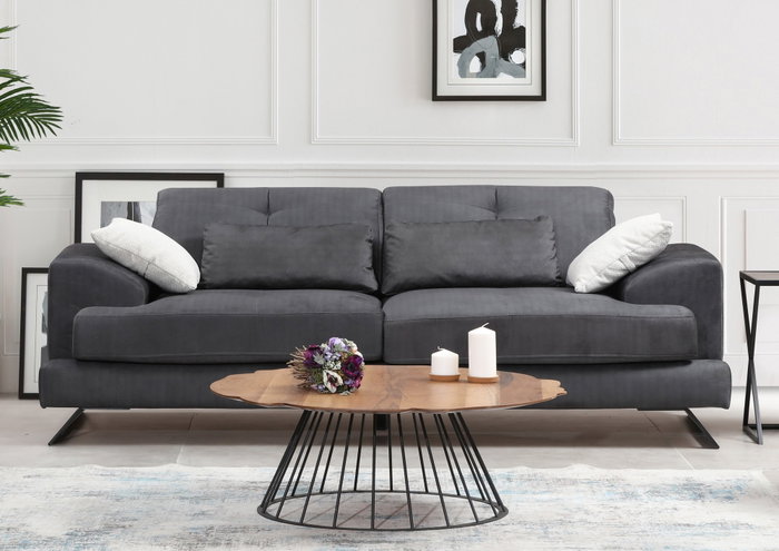 Atelier Del Sofa Sofá de 3 Plazas Antracita 225x92x79 cm